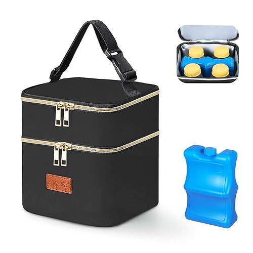 Miniatura 9 de PIIOSER Bolsa enfriadora de almacenamiento de leche materna con bolsa de hielo, se adapta a 4 biberones de hasta 5 onzas, pequeña bolsa térmica de