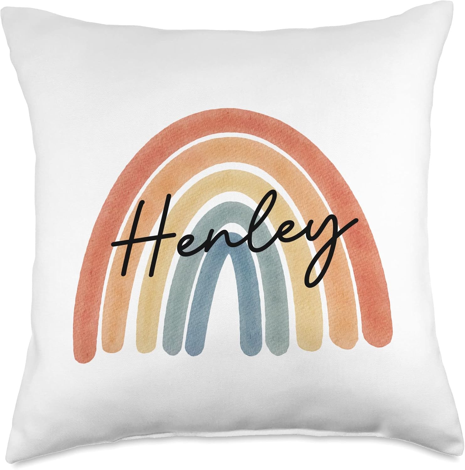 New Born Baby Henley Personalized Gift Rainbow Nursery Throw Pillow