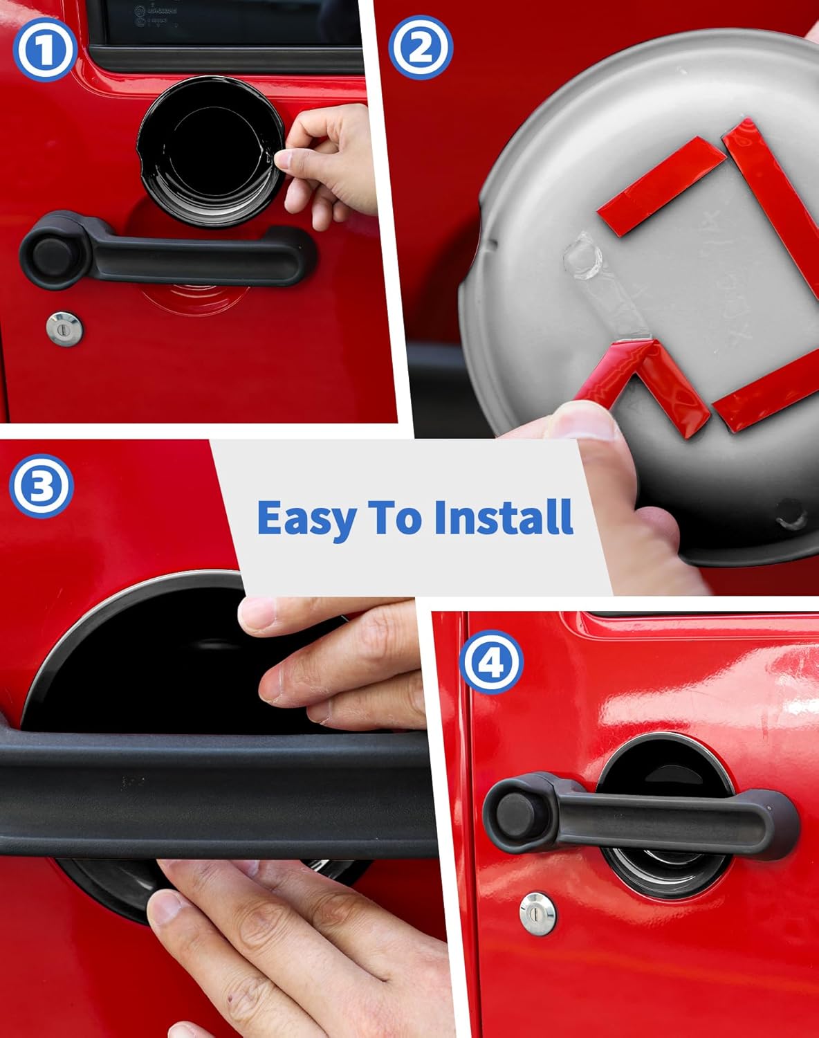 5PCS Door Handles Bowl Cover Trim Recess Guard Fit for 2007-2017 Jeep Wrangler JK JKU Exterior Decor Protect Accessories (Black)