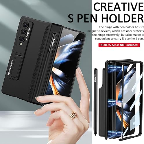 Miniatura 2 de Miimall Funda para Samsung Galaxy Z Fold 4 con soporte para bolígrafo, funda plegable 4 con soporte para bolígrafo, protector de pantalla, soporte