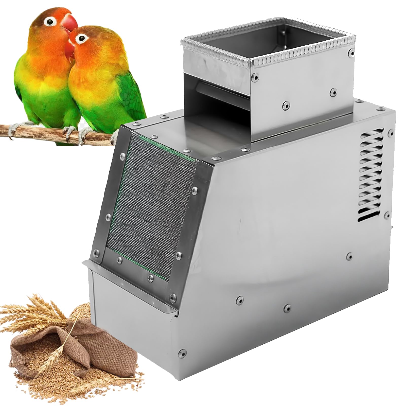 Máquina Limpiadora de Semillas para Aves, Separador de Cáscaras de Alimento para Aves con Ventilador de Velocidad Ajustable, Máquina Aventadora de Cereales de 30–40 kg/h, Clasificadora de Granos