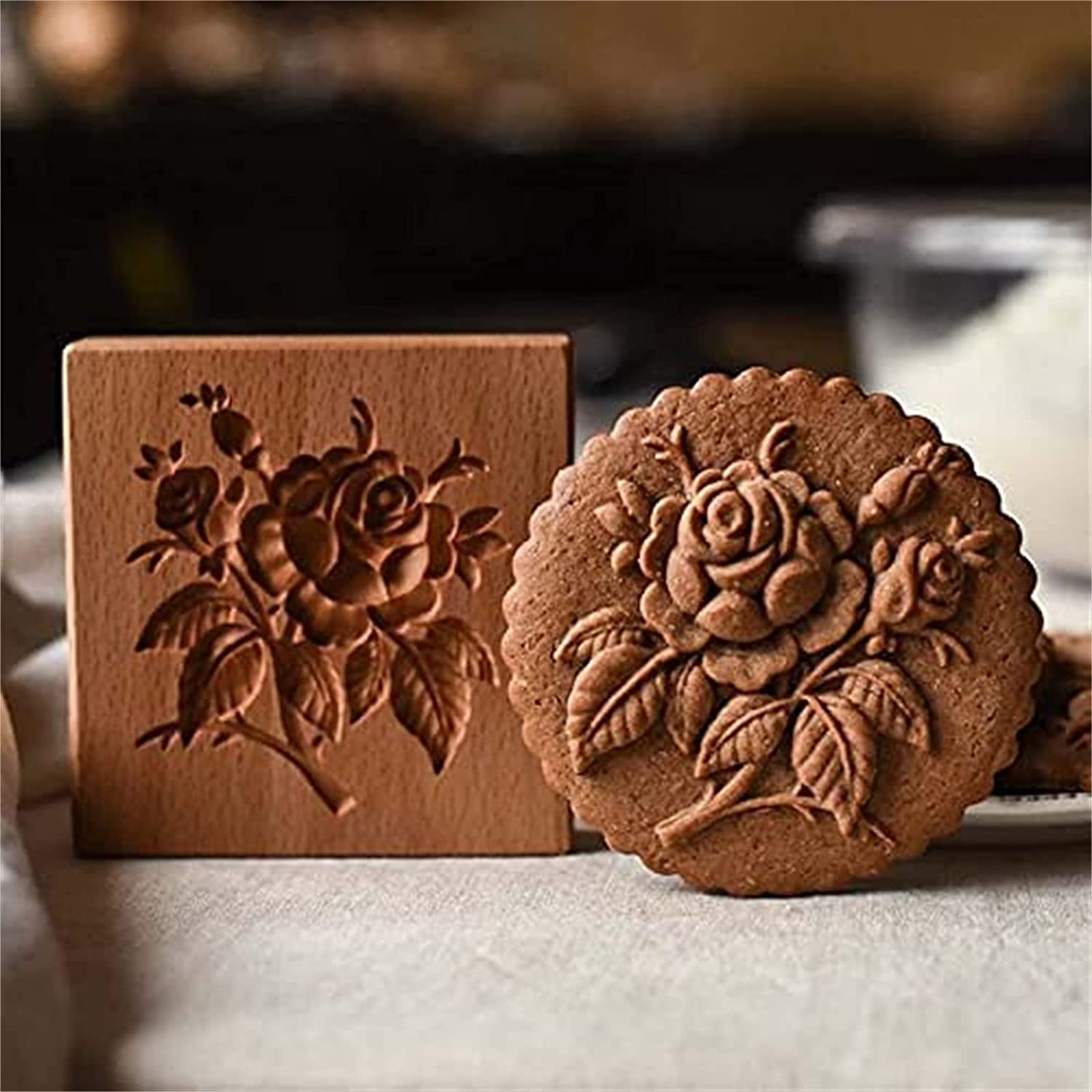 Moules à Biscuits En Bois 3D - Motifs Gland Et Feuilles - Pour Noël Et Pâtisserie Maison