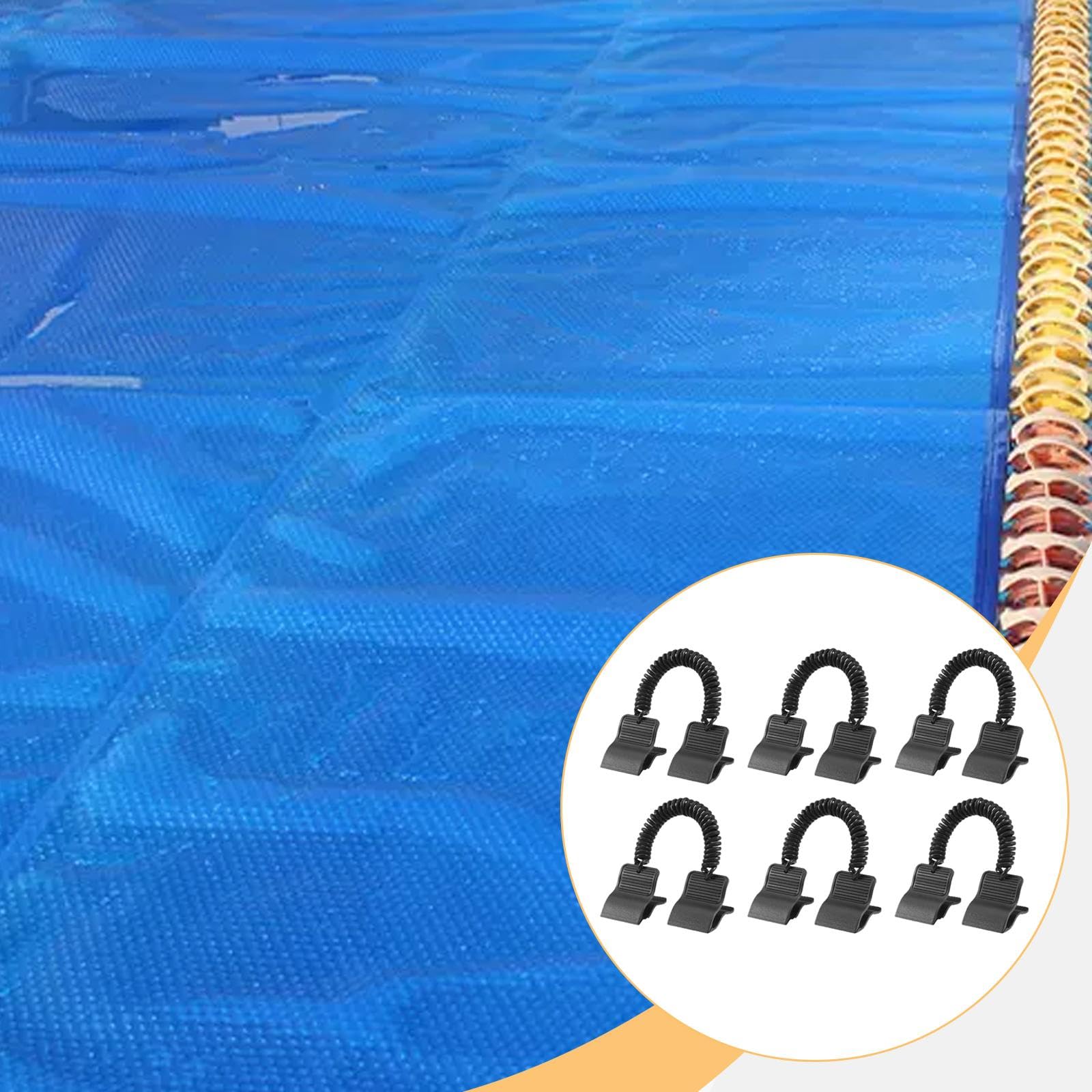 Clips para Cubierta de Piscina para Invierno, Clips de Protección contra El Viento, Reemplazo, Fácil de Usar, Negro, Multifuncional, Asegura La Cubier, 6 Piezas