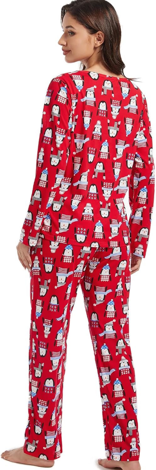 ENJOYNIGHT Womens Pajama Set Cotton Long Sleeve Pjs Two Piece Sleepwear with Pockets - Image 4
