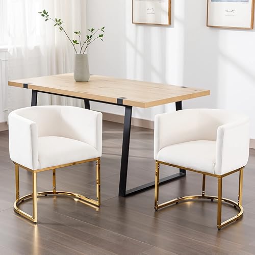 Miniatura 33 de Juego de 4 sillas de comedor de terciopelo modernas con brazos de barril y estructura de metal cromado, sillas tapizadas de cocina de 47 cm de