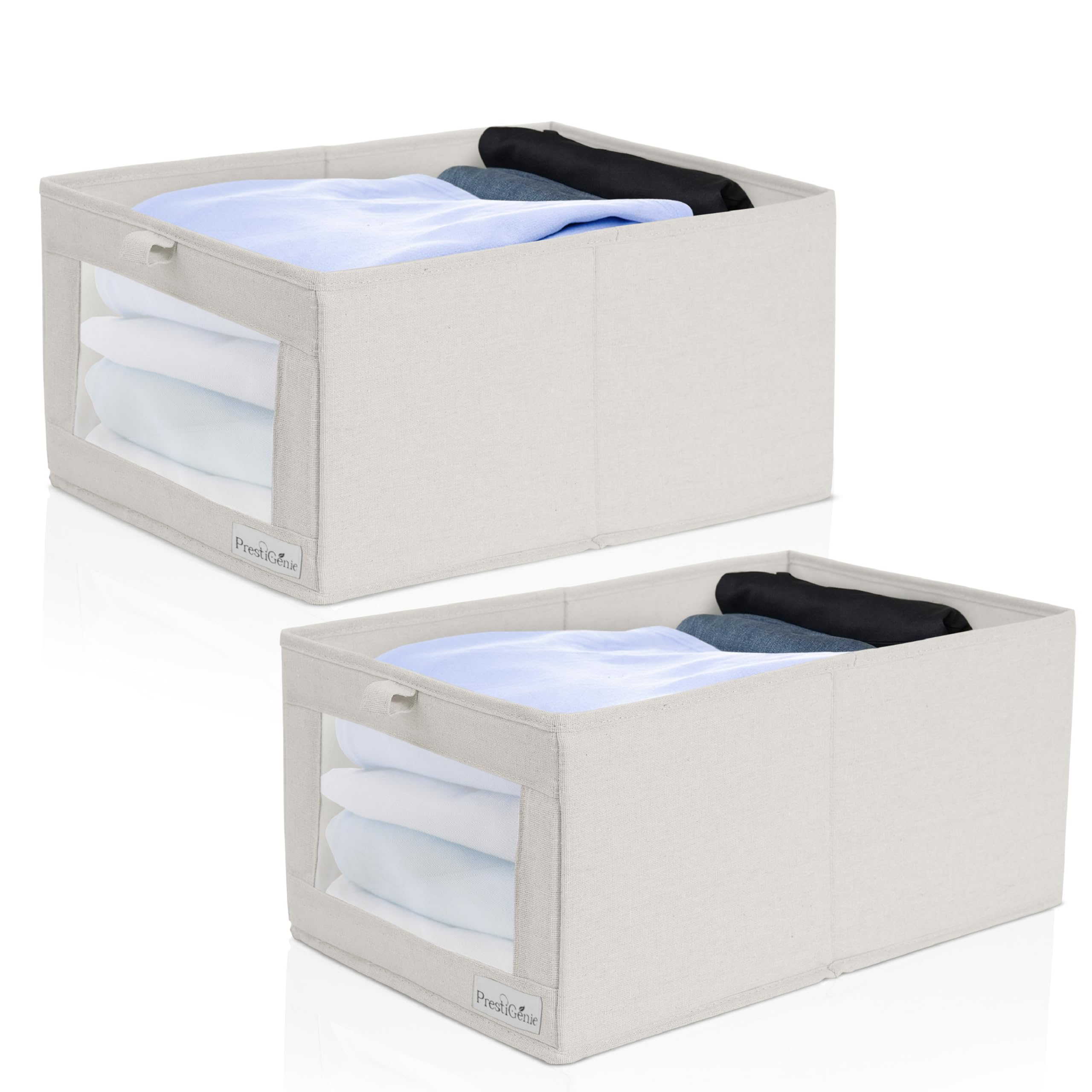 Prestigennie - Juego de 2 cajas de almacenamiento de ropa de lino para ropa, zapatos, juguetes, libros