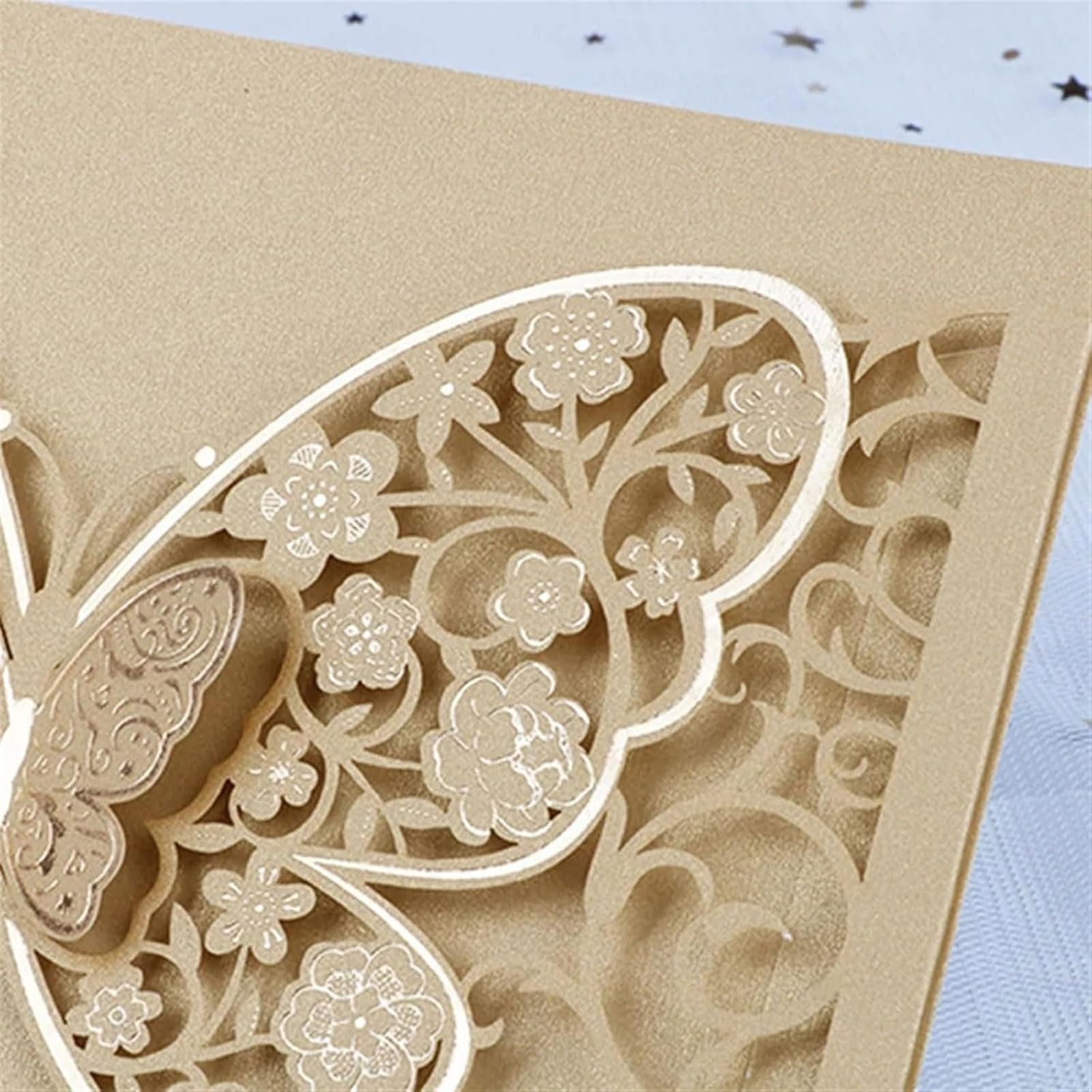 Lot de 50 faire-part de mariage creux, motif papillon estampé à chaud, for anniversaire de mariage Faire-part(Blauw)