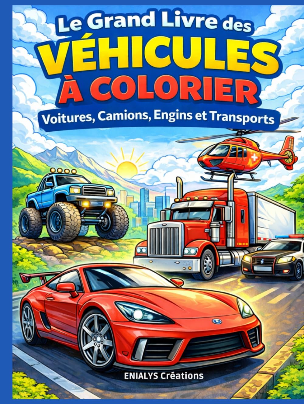 Le Grand Livre des Véhicules à Colorier: Voitures, Camions, Engins, Véhicules d’Urgence et du Futur – Coloriage pour Enfants de 8 à 12 Ans
