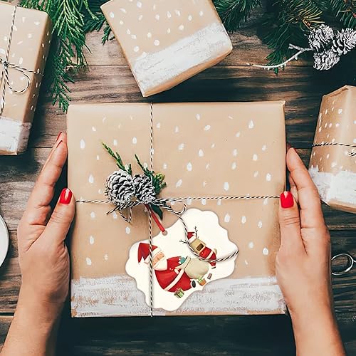 Miniatura 7 de Adorno de Navidad en blanco de 4.3 x 3.1 pulgadas, 10 piezas de sublimación en blanco con cuerda roja para manualidades, árbol de Navidad,