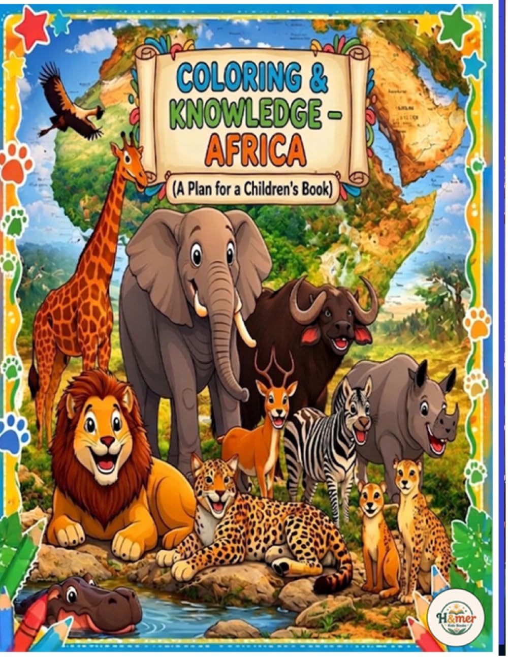 Africa Coloring Book for Kids: Animals, Maps, and Fun Facts: A Fun and Educational Coloring Book with African Animals, Landmarks, and Simple Facts for Kids Ages 4–10