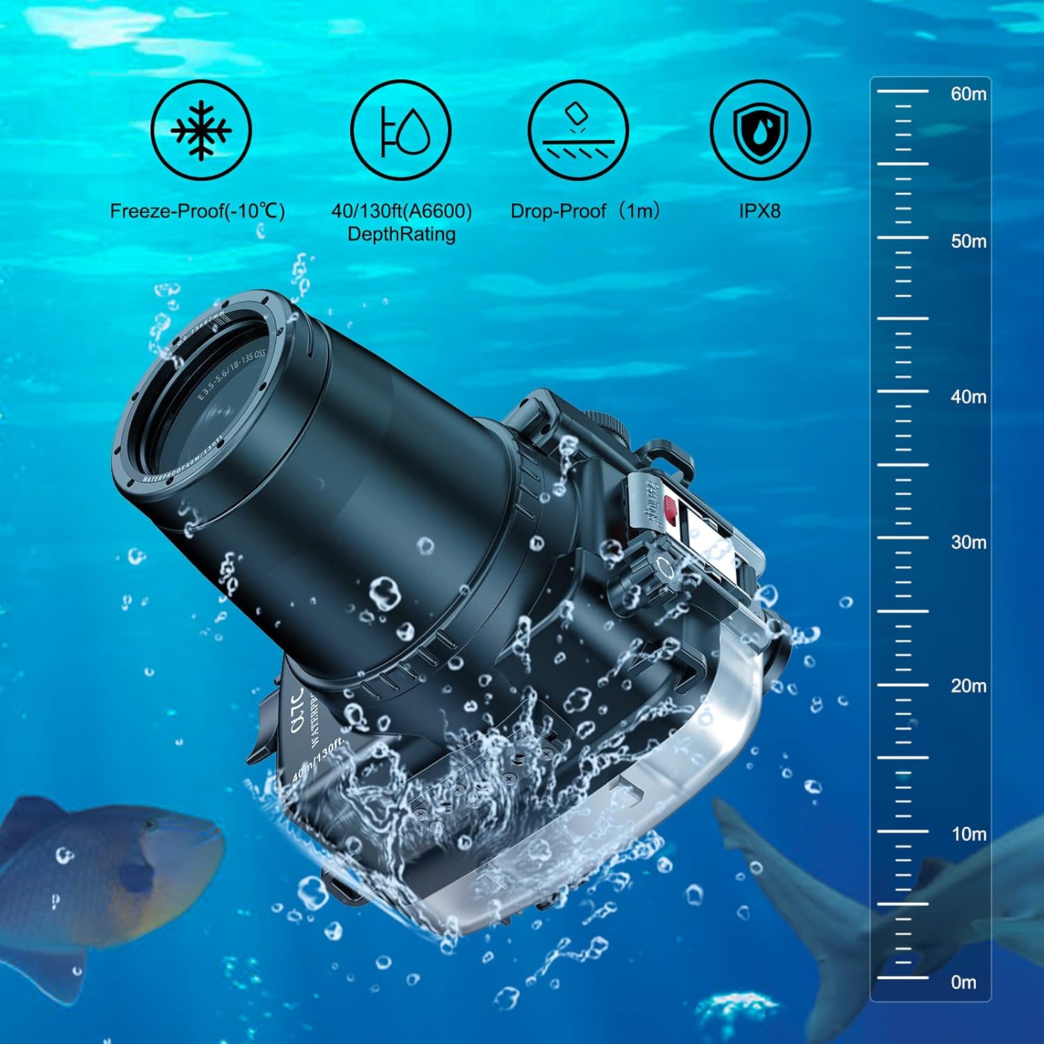 Sea frogs Waterproof Camera Housing Compatible with Sony A7C 90MM IPX8 40m/130ft Maximum Diving Depth Underwater Camera Case for Diving, Surfing, Rowing, Skiing