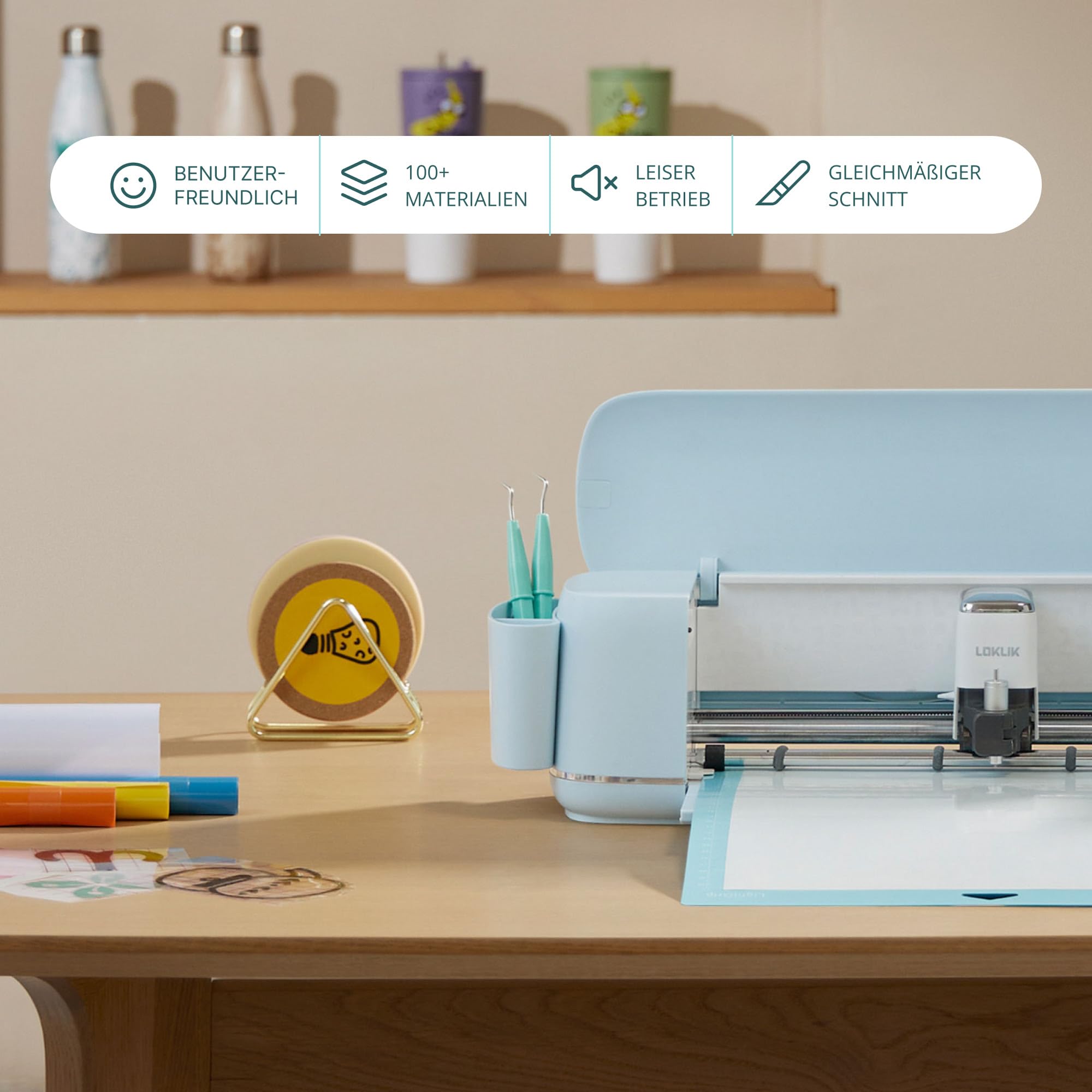 LOKLiK Design-Bündel: Starten Sie Ihre Marke mit der heißen Minipresse und der Schneidemaschine. Passen Sie Stoffe, Gegenstände und Textilien wie T-Shirts, Taschen, Tassen und Sweatshirts an