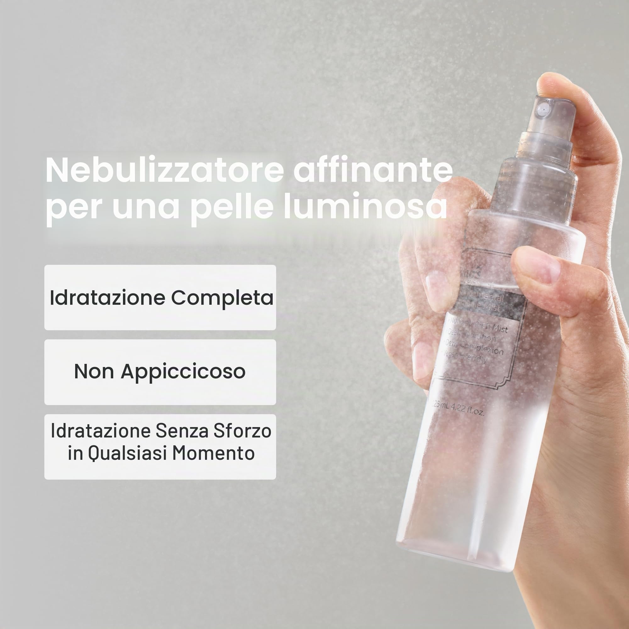 DearKlairs Fiala Fondamentale Mist 4.22 Fl Oz, tutti i tipi di pelle, fiala in una bottiglia