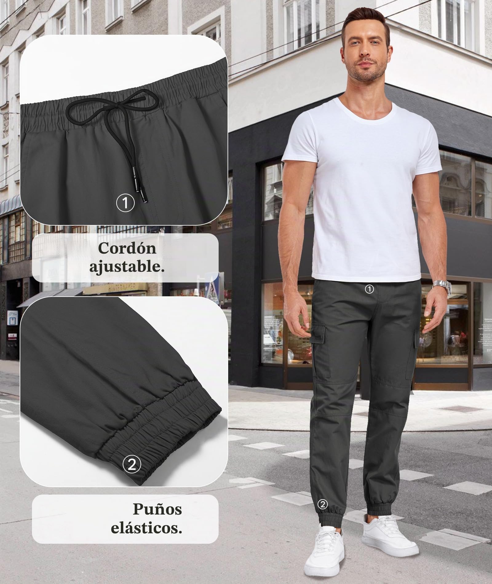 SwissWell Pantalones de Trabajo Hombre Jogger Cargo Pantalon Chinos Montaña Hombre Casual Elásticos Jogging Pantalón Algodón Trekking Cargo Pants con Bolsillos Otoño Inviernos S-2XL