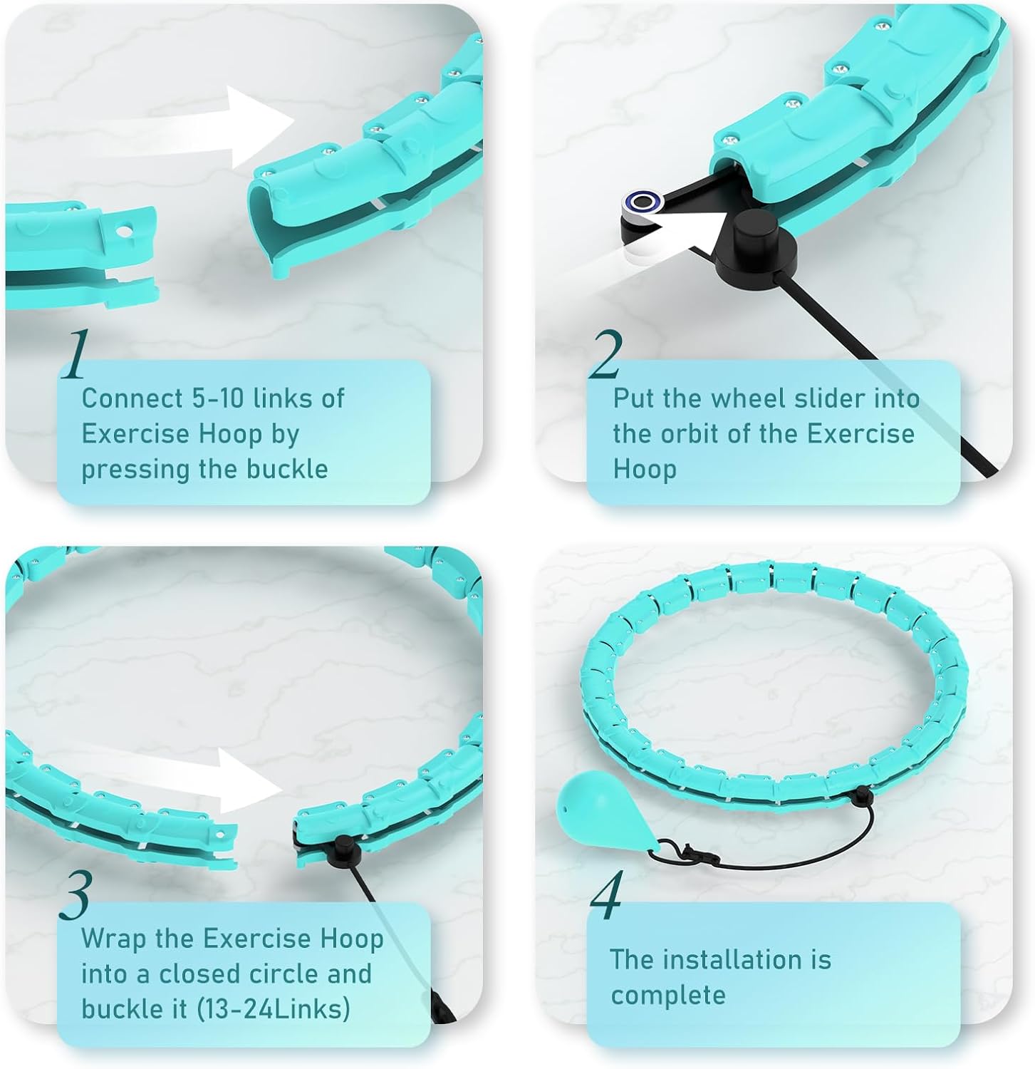 Weighted Hula Infinity Hoop & Pilates Ring Kit Bundle- Infinity Fitness Hoop for Weight Loss Plus Magic Circle, Resistance Bands, and Ball Set- Home Workout Equipment for Abdomen & Full Body Toning