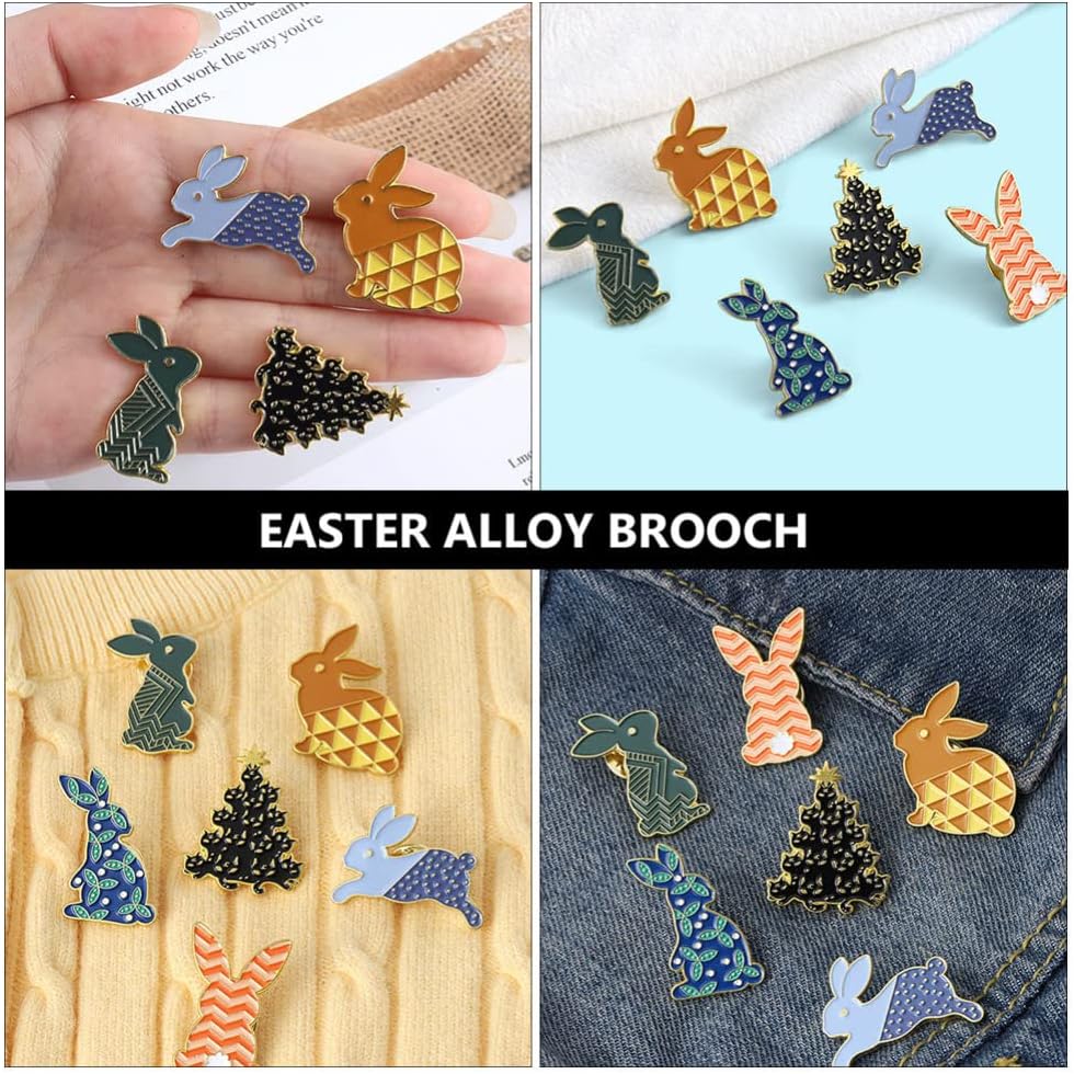 BESTOYARD 5Pcs Easter Bunny Brooch Clothes Bag Pin Rabbit Corsage Brooches Badges Cute Cartoon Lapel Enamel Animal Pin for Clothes Hat Easter Decorations : Clothing, Shoes & Jewelry