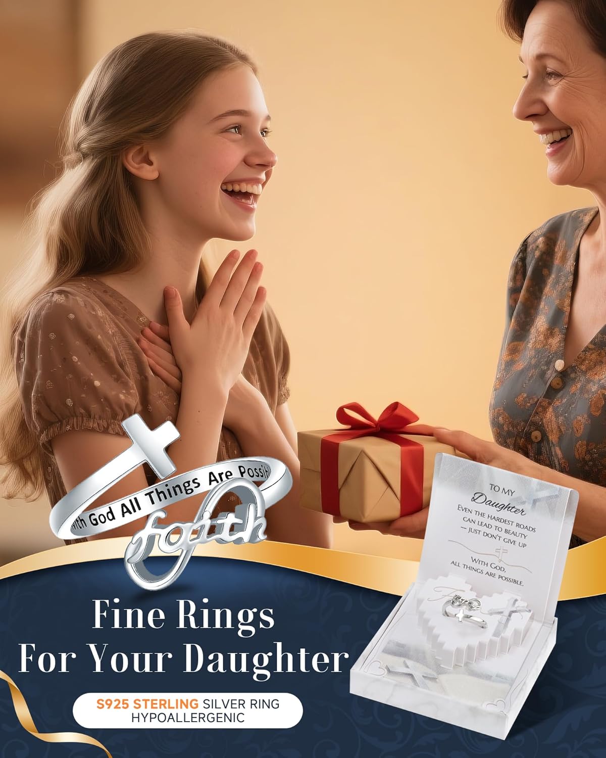 Cross Faith Ring 925-Sterling-Silver – Love, Blessings, Strength - Image 2