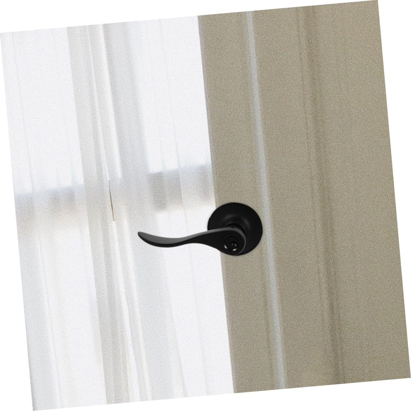 Vaguelly Bedroom Door Handle with Lock Black Round Privacy Lever Lock for Interior Rooms Single Piece Front Door Lever