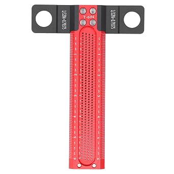 Precision Marking T Ruler Imperial T Square Woodworking,T Square Hole Ruler,Hole Marking T Ruler - Aluminum Alloy, Wear Resistant, Precise Hole T Type Scriber Gauge for Woodworking - 12in6 inches.