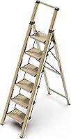 Vista 13 de GameGem Escalera Plegable de Hierro de 4 Escalones Taburete Escalón con Antideslizante y Pedal Ancho para Uso en el Hogar y la Cocina Ahorro de Negro