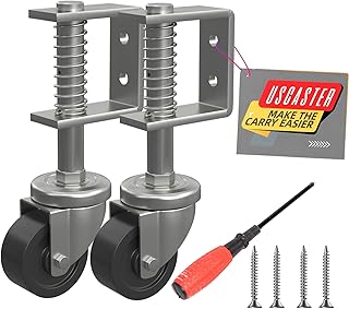 Uscaster Gate Wheel 2inch Gate Caster for Wooden Gate 80lbs Capacity 360 Degree Rotation Solid Rubber Tire Spring-Loaded Gate Wheels with Screws & Screwdriver 2Pack.