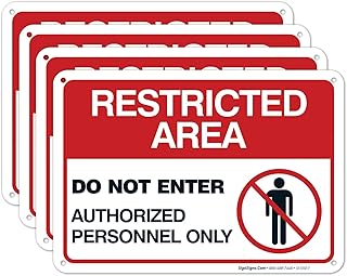 Authorized Personnel Only Sign, Restricted Area Sign, Do Not Enter, (4 Pack) 10x7 Inches, Rust Free .040 Aluminum, Fade Resistant, Made in USA by Sigo Signs