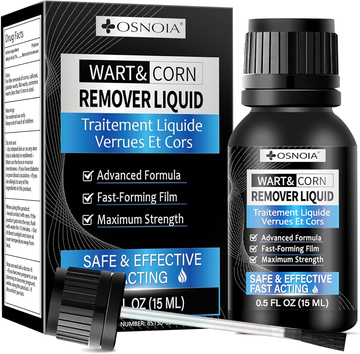 Extra Strength Wart Remover Liquid with 17% Salicylic Acid, Fast Acting Treatment for Plantar & Common Warts, Corn Remover for Feet and Toes, 15ml