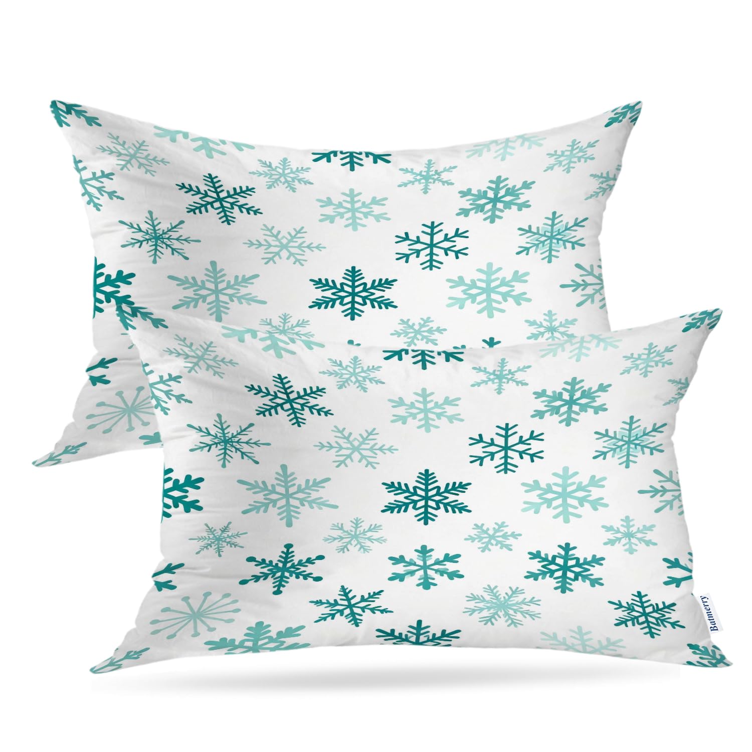 Housses de coussin flocons de neige bleus avec impression numerique haute definition