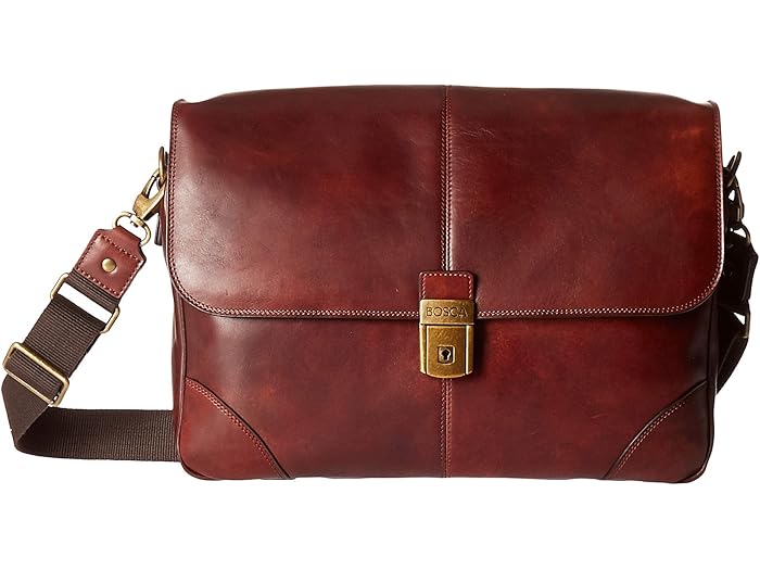 bosca leather messenger bag