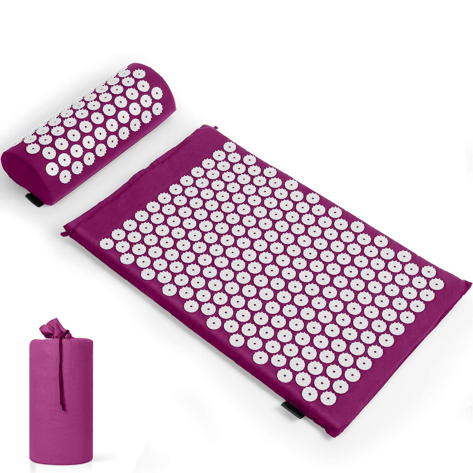 Akupressurmatte, Akupunktur matte, Akkupressmatte mit Kissen, Akkupressurmatte, Massagematte, Akupressure Set Purple, Akupressurmatte Rücken, Shiatsu matte, Fakirmatte,Lila