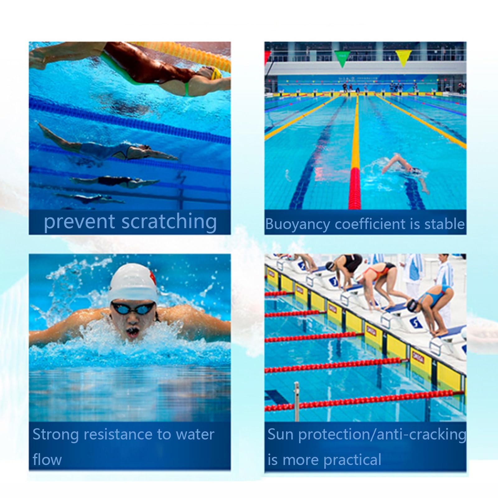 Generisch Schwimmleine mit Schwimmkörpern – langlebige ABS-Sicherheitstrennleine mit hohem Auftrieb für eine effektive Poolorganisation und EIN verbessertes Schwimmerlebnis