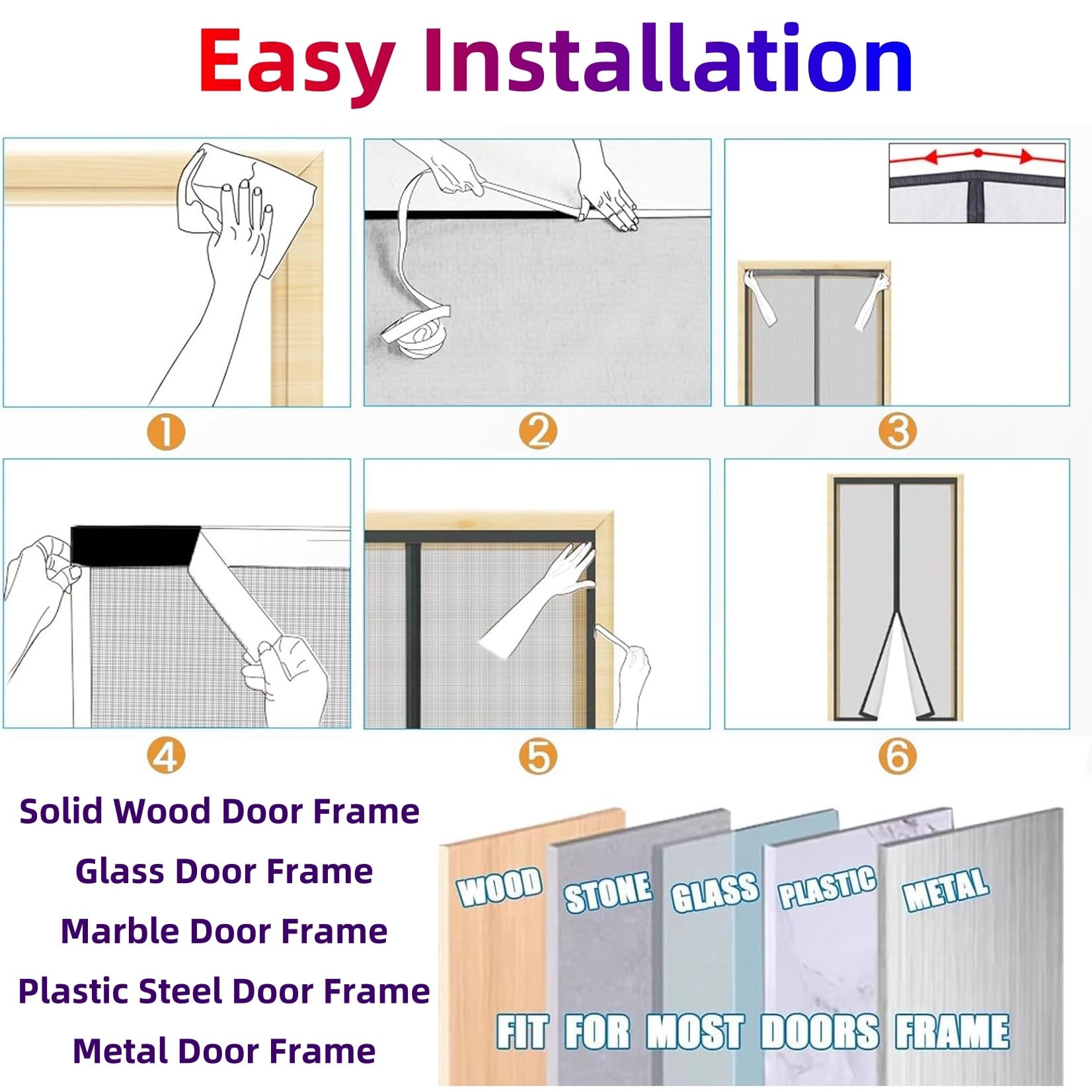 Fliegengitter Fenster Magnet 158 x 166 cm (Anpassbar) Stärkere Magneten, Magnet-Verschluss Insektenschutz Vorhang mit Selbstklebendes Klettband für Balkontür Terrassentür, Weiß