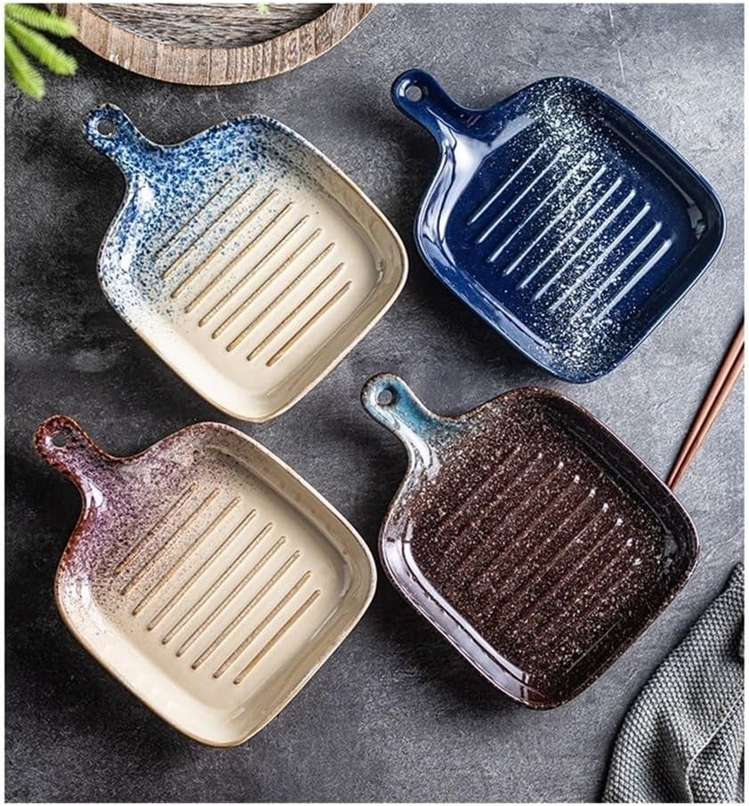 Baking Dishes Cheese Baked Rice Baking Plate High Temperature Ceramic Afternoon Tea Restaurant Dim Sum Snack(Green)