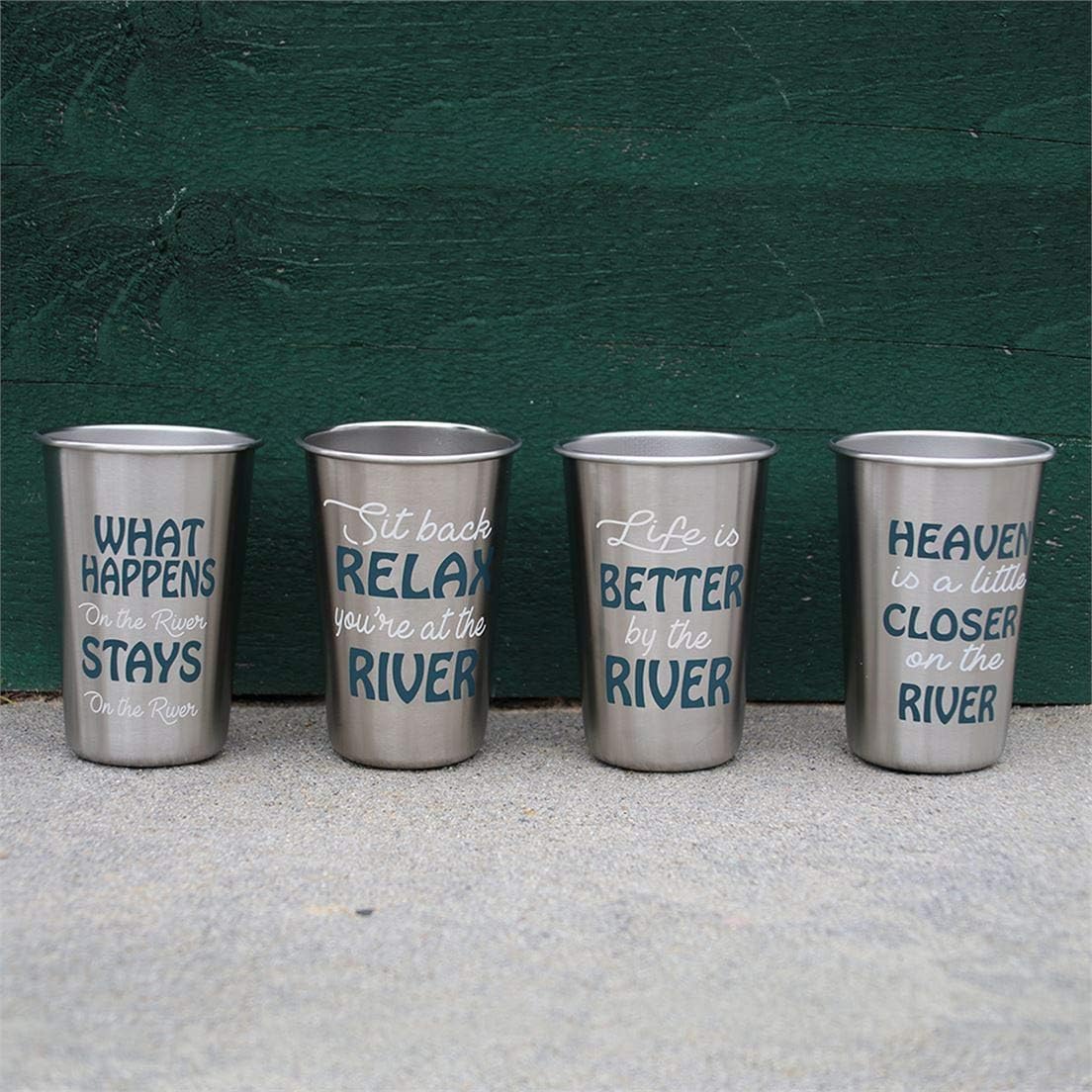 Exclusive Stainless Steel Drinking Glasses With River Sayings Glassware Set 16 oz, Life Is Better By The River, Whatever Happens At The River Stays The River Set of 4 Black Friday - 80% OFF Stainless Steel Drinking Glasses With River Sayings Glassware Set 16 oz, Life Is Better By The River, Whatever Happens At The River Stays The River Set of 4