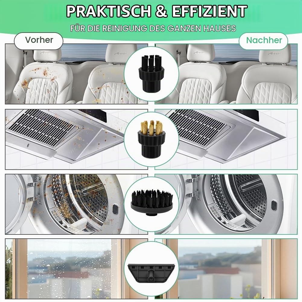 Vicloon Dampfreiniger, 2500W 6-Stufig Einstellbar, 1.2L Wassertank, 15 Sekunden Aufheizzeit, Dampfreiniger für Alles, Tragbarer Steamer, Handdampfreiniger für Autos, Haushalt, Küche, Fenstern,Boden