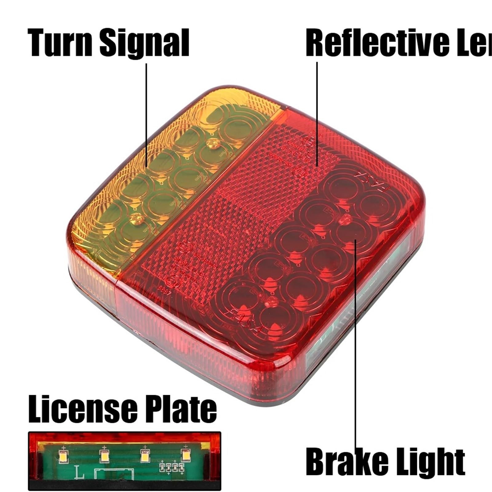 Remolque trasero Luces Traseras Camión Lente Reflectante Inalámbricas Recargables Luces Freno LED Luz Señal Giro Trasera Remolque Caravana Autocaravana Camión Lámpara Trasera