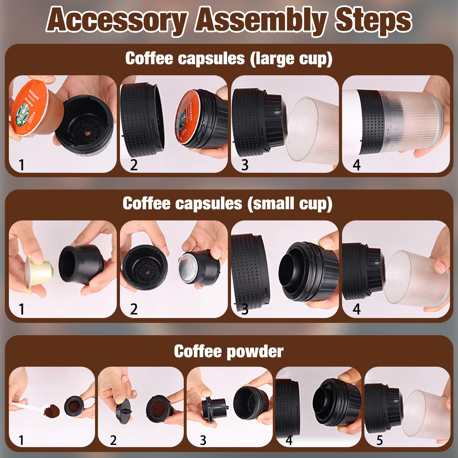 Cafetera portátil con batería, 12 V, máquina expresora de viaje para coche, mini máquina de cápsulas portátil para camping, viajes, autocalentamiento, 8 tazas, compatible con cápsulas