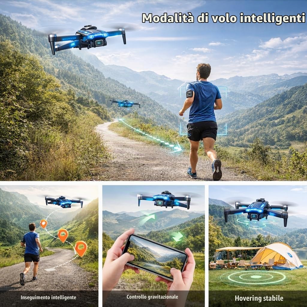 Drone con Telecamera 1080P per Bambini Giocattoli Regalo per Bambini | Mini FPV Droni con Motore Brushless/35min di Volo/Avvio One-Key/Controllo Gesto, Regalo per Bambini compleanni Natale