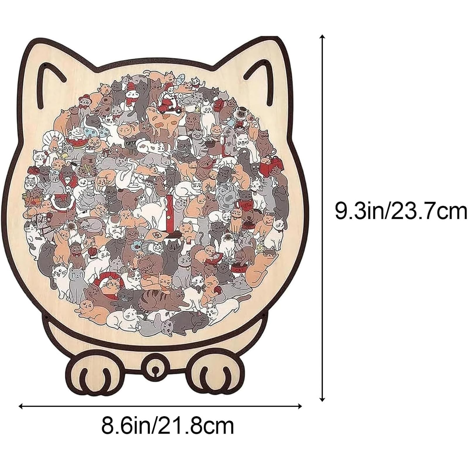 Rompecabezas de Madera con Forma de Gato de Color Morandi de 135 Piezas, Rompecabezas de Madera con Forma de Gato con Marco de Silueta de Gato, para Amantes de los Rompecabezas y los Gatos (05#)