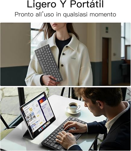Inateck Bluetooth Keyboard for 3 Multi-Device, UK Layout Compact Wireless Keyboard for iPad Pro/Air/Mini/Windows/Android/iOS/Tablet/PC, Ergonomic Design with Media HotKeys, Slim and Portable, KB01003 - 8