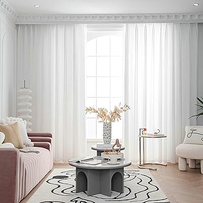Gualiy Thin Living Room Curtains, Living Room Curtains Two Panel Sets Solid Color Living Room Window Curtains 52 inches Wide White Window Treatments 84 inches Long