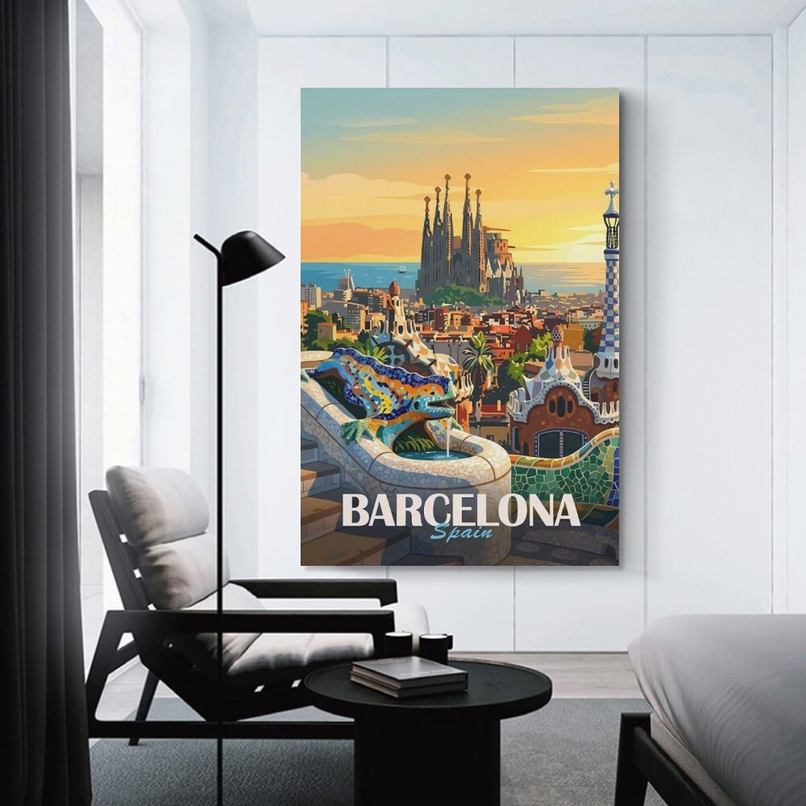 Junmoney Barcelona Spain Travel (4) Decorative Canvas Print 20x30inch(50x75cm), for Corridors, Hallways Or Apartment Entries, Decorative Wall Art for Narrow Spaces