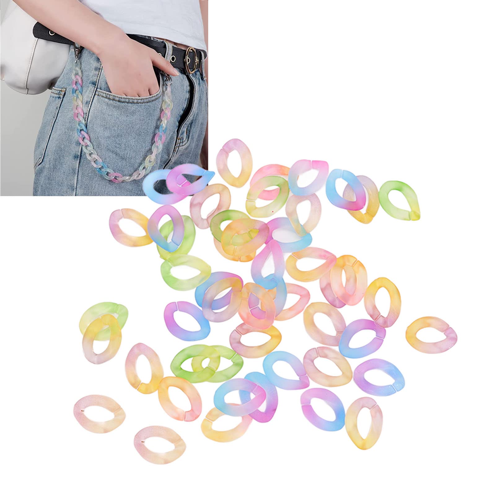 50 Anneaux De Liaison En Acrylique Transparent - Maillons Rapides Ovales Pour Fabrication De Bijoux, DIY - Connecteurs Détachables