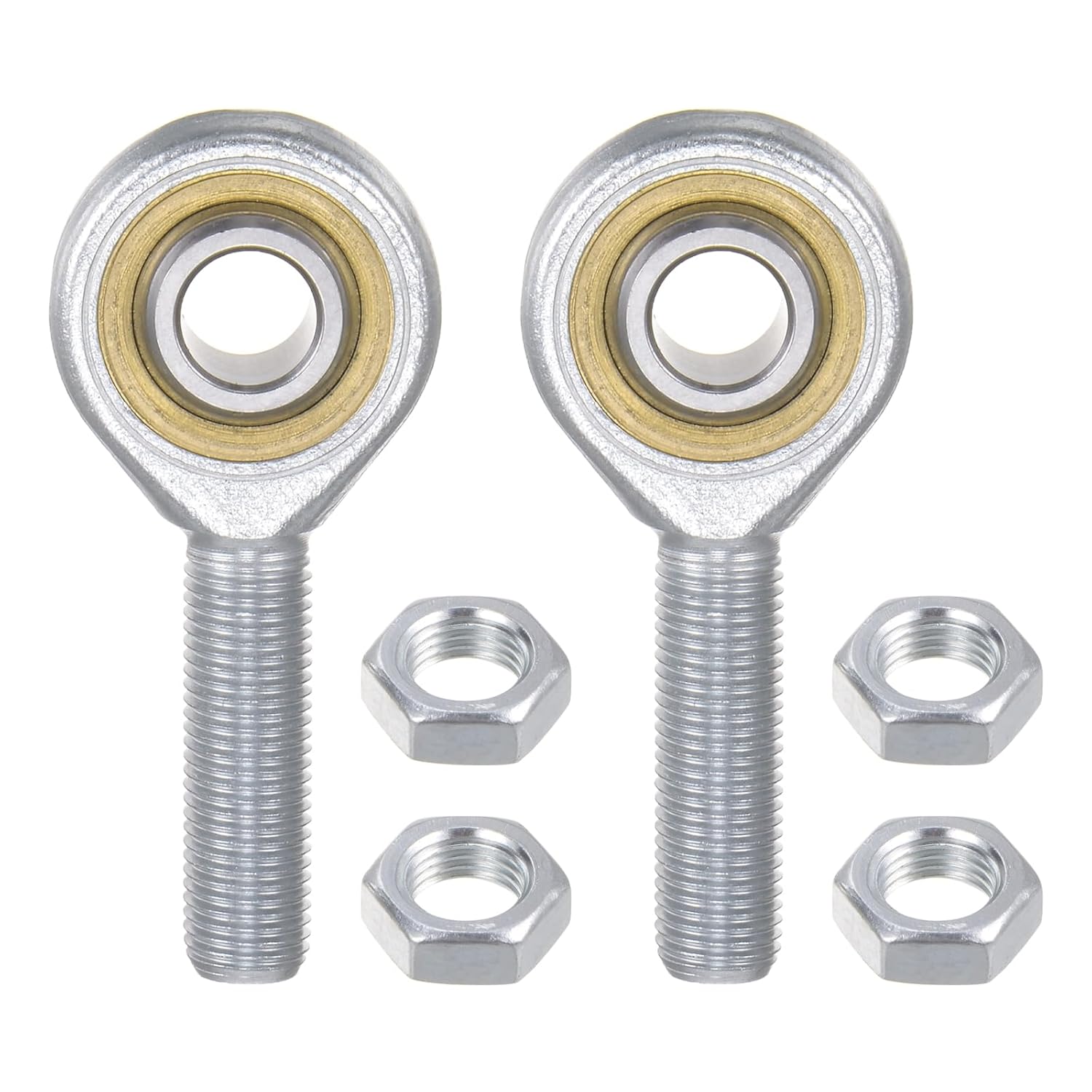 2pcs POSB10 Rod End Joint Bearing - [5/8" Bore, 5/8-18 UNF Left Hand Thread] Male Rod End with Jam Nuts, 45# Carbon Steel