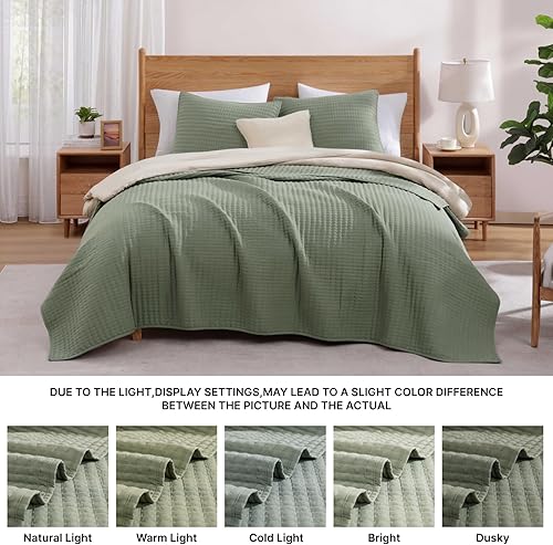 Miniatura 165 de WRENSONGE - Juego de edredón blanco tamaño queen de 3 piezas, colcha ligera para todas las estaciones del verano, juego de ropa de cama suave con 2