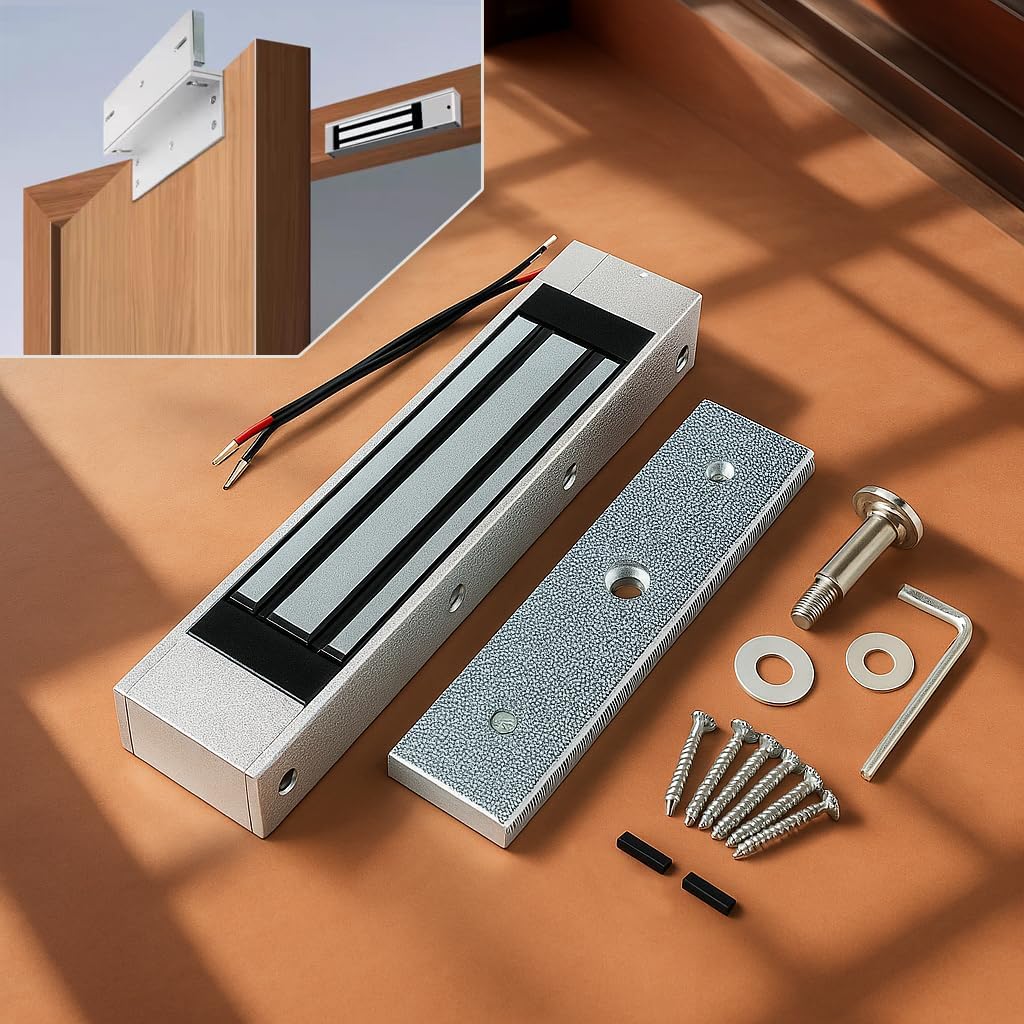 Single Magnetic Lock Single Door Electric Lock 180KG/350LBs with ZL Bracket DC12V Failsafe NC Electric Lo ck Holding Force for Door Access Control System