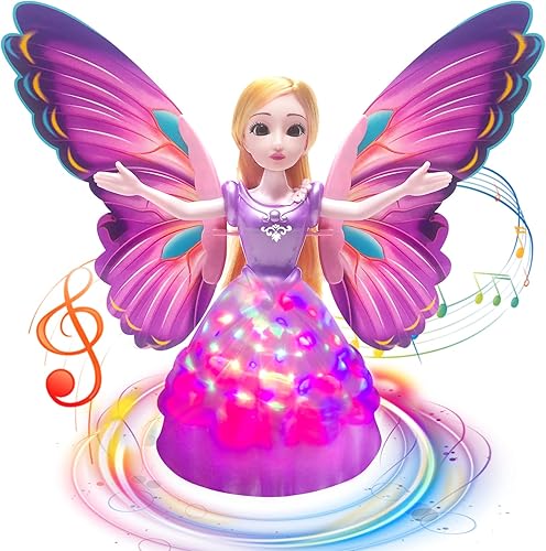 Princess Toys - Robot bailarín, muñecas para cumpleaños de niñas de 3, 4, 5, 6 a 8 años, muñecas de baile de princesa con luces 4D, música y alas de