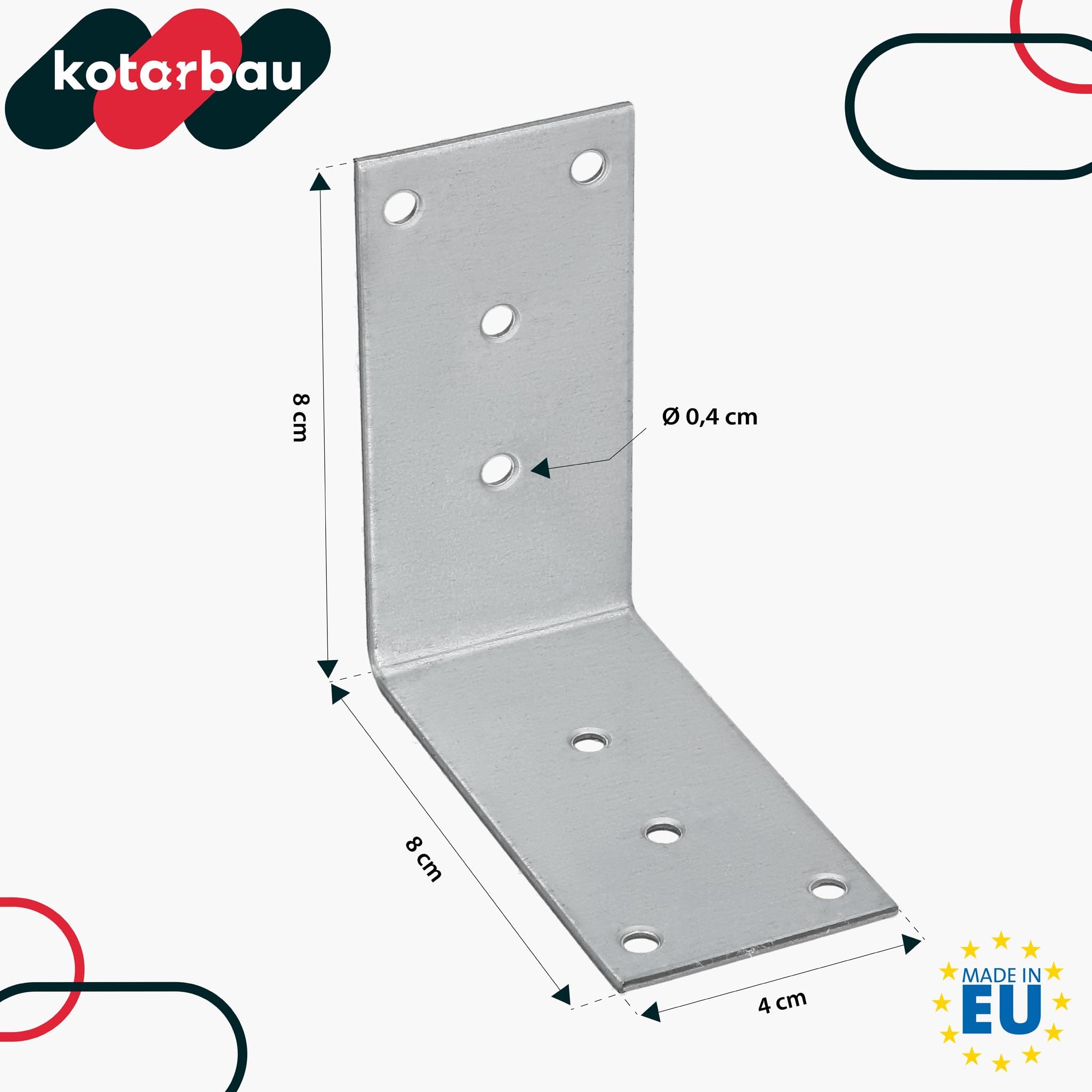 KOTARBAU® 100er Set Winkelverbinder - Schwerlastwinkel - 80 x 80 x 40 mm - verzinkter Stahl - Winkel - Stahlwinkel - Stabil - Langlebig - Balkenverbinder - Silber