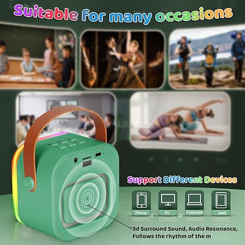 Vista 28 de Mini máquina de karaoke para niños, juguetes para niñas, micrófono inalámbrico de karaoke para niños de 4, 5, 6, 7, 8, 9, 10, 11, 12 años, regalos