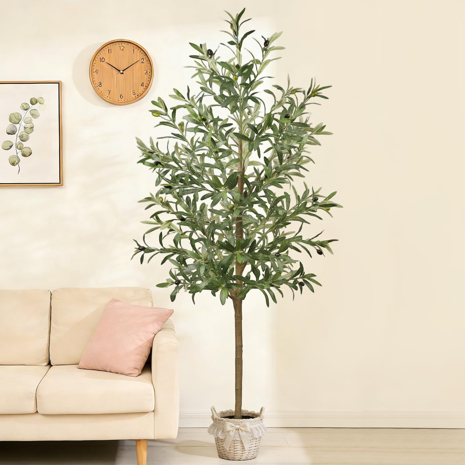 Ulivo artificiale, 180 cm PE, albero artificiale con vaso nero, pianta artificiale realistica per interni ed esterni, decorazione casa soggiorno ufficio hotel centri commerciali